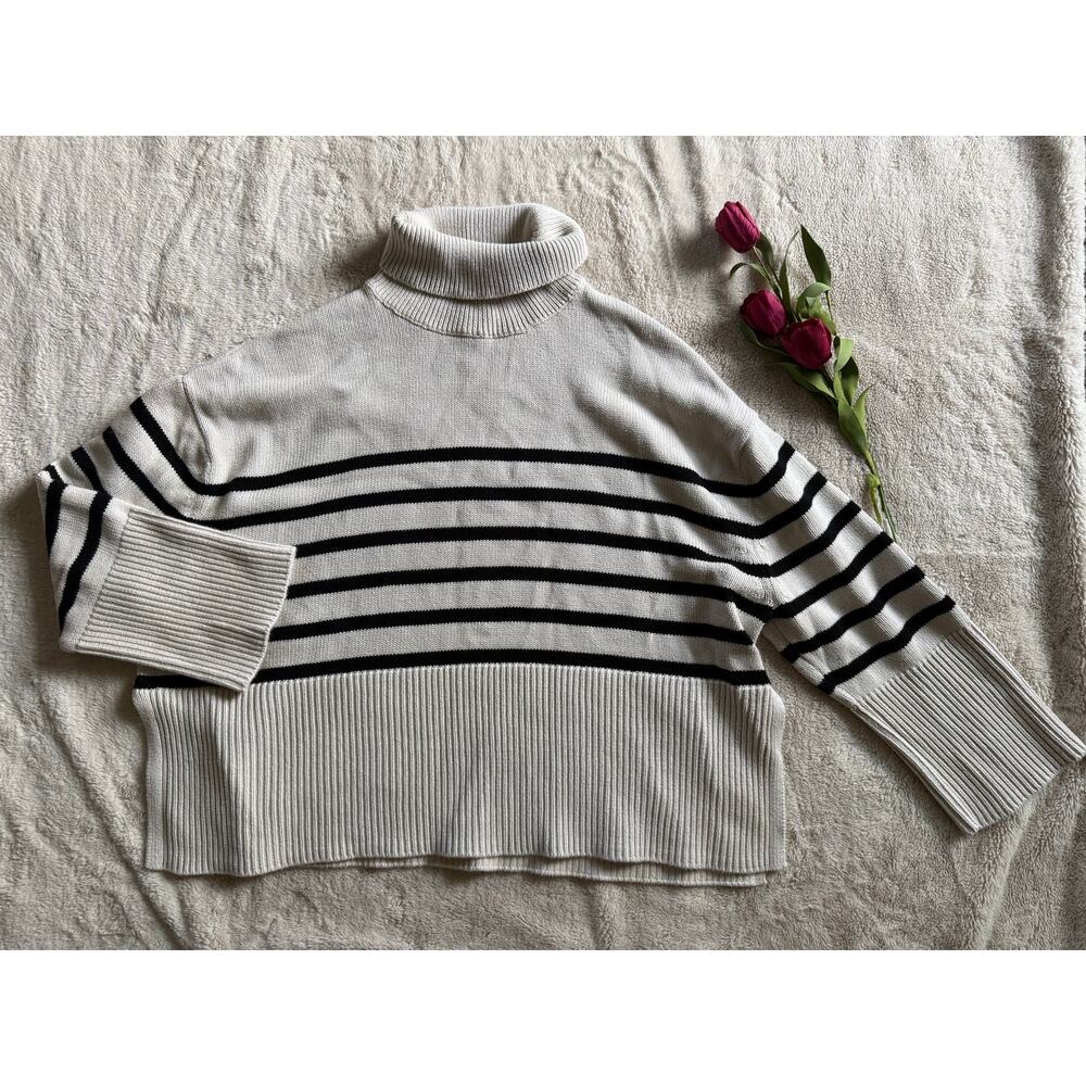 Gap Tight-Knit Turtle Neck Cozy Striped Sweater Large